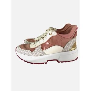 Michael Kors Womens 9.5 Muse Mixed-Media Trainers Sunset Rose Multi Glam Street